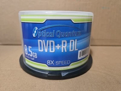 50 Optical Quantum 8x 8.5GB DVD+R DL Double Layer Logo Top Discs  - Image 1 of 4
