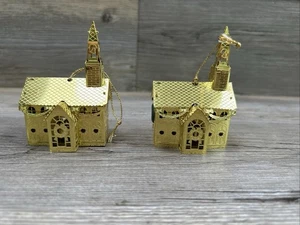 2 ORNAMENTI NATALIZI vintage in ottone case oro - Foto 1 di 9
