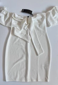 Nastygal White Off The Shoulder Mini Dress Women’s Size 8 - Picture 1 of 5
