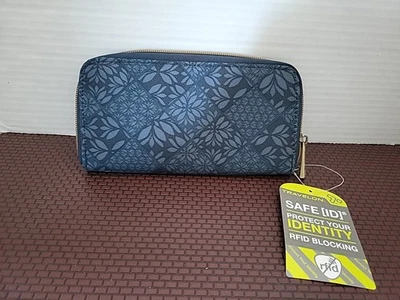 Carteira Travelon RFID bloqueio pulseira azul protege sua identidade - Imagem 1 de 3