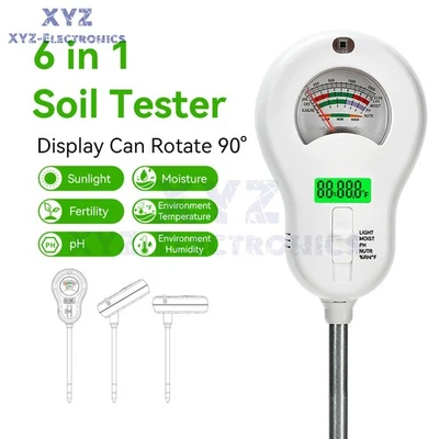 6 in 1 Digital Soil Tester PH Moisture Fertility Temperature Sunlight Plant Test - Image 1 of 4