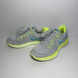 Nike Lunarglide 4 Schuhe grau & neongrünlich gelb blau Swoosh Damengröße 7,5 - Bild 1 von 14