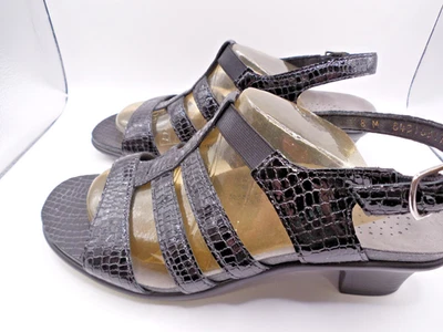 SAS Allegro Sandals Shoes Womens Size 8M Black Croc Embossed Patent Leather NIB - Image 1 of 4