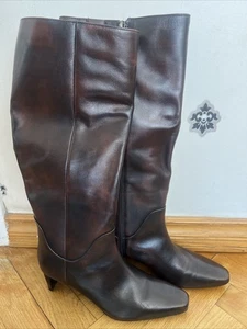 Damen Vince Camuto Leder Halbhohe Stiefel Größe 7M Dunkelbraun  - Bild 1 von 8