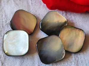 Lot 5 Buttons Antique Mother-of-Pearl Square Walk Vintage 1,9 CM Ref 5912 - Picture 1 of 4