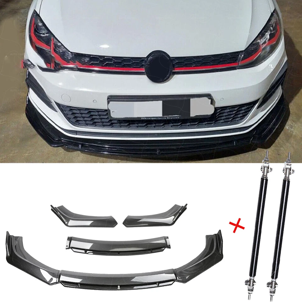 Carbon Fiber Black Front Bumper Chin Lip Body Spoiler For Volkswagen Scirocco - Image 1 of 4