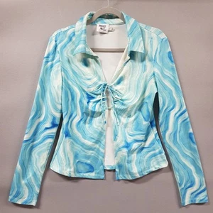Top Princess Polly Danica Mujer Talla 12 Azul Aqua Teal Psicodélico Retro Y2K - Imagen 1 de 10