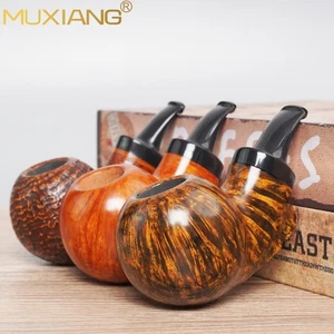 MUXIANG Bruyère Holz Apfelpfeife Kleine Tasche Tabakpfeife Burl Cumberland Stiel - Picture 1 of 17