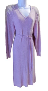 RAOUL ROSA MAUVE SEIDE ANGORA PAILLETTEN STRICKKLEID HONGKONG VINTAGE GR. MEDIUM - Bild 1 von 7
