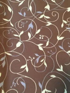 Silk/Satin Light Brown w/ Floral Vines 37" x 46" - Picture 1 of 5