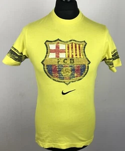 FC Barcelona 2008 NIKE Fan Football T-Shirt Men's Size S Yellow Cotton Jersey - Picture 1 of 12