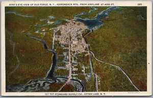 Postcard Old Forge New York Aerial Birds Eye View Adirondacks from Airplane - Bild 1 von 2
