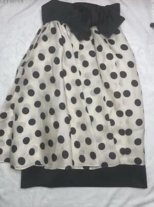 Women's Valentino White Black Polka Dot Bow A-Line Silk Skirt Size 6 - Picture 1 of 9