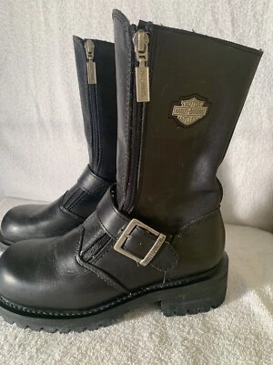 HARLEY-DAVIDSON FOOTWEAR Women's Amherst Black Leather Motorcycle Boots D84236 - Image 1 of 4