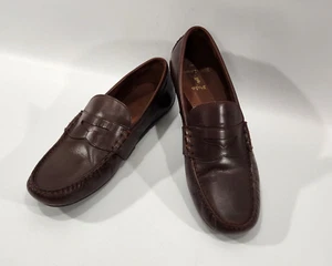 Scarpe mocassino da guida uomo Polo Ralph Lauren taglia 10,5 pelle marrone mocassino slip on - Foto 1 di 12