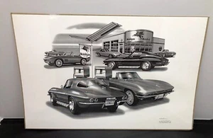 Flashbacks 2002 Series 1005 Corvette Car Art GM Official Thom SanSoucie - Picture 1 of 6