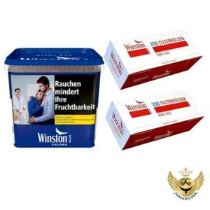 Winston Blau Tabak Box 195g + 2x Winston KingSize Hülsen á 200 Stück