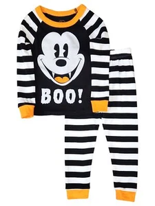 Toddler Boys Mickey Mouse Snug Fit Striped Halloween 2 Piece Pajama Set 3T - Picture 1 of 2