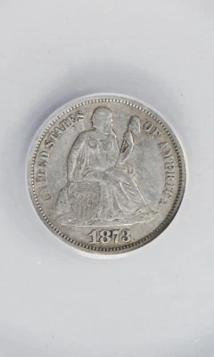 1873 Open 3 XF45 ANACS 60,000 Minted! $400 PCGS PG! NGC Pop 46 ALL! Seated Dime - Image 1 of 4