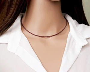 A++ Natural Red Garnet Smooth Round Gemstone Beaded Choker women Necklaces 18'' - Picture 1 of 12