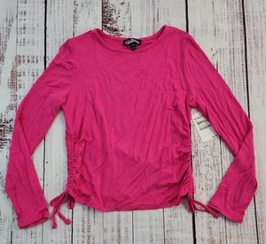 NWT Freshman 1996 Hot Pink Long Sleeve Side Tie Pullover Tee Girls Large - Picture 1 of 11