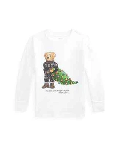 NWT Polo Ralph Lauren Boys White Holiday Bear Cotton T Shirt 6 pfe2322  - Picture 1 of 2