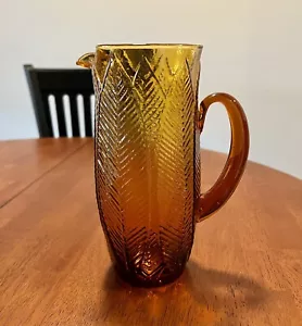 Vintage Amber Glass Pitcher - Picture 1 of 3