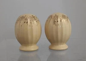 De colección Sal Pimienta China Porcelana Bronceado Beige Marfil Dorado Flores 2 7/8" P29 - Imagen 1 de 10