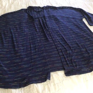 Torrid Open Front Cardigan Long Shrug 3/4 Sleeve Blue Stripe - Picture 1 of 4