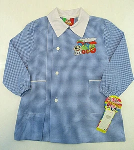 Vtg MARIANO Taglia 45 Girls Sz 6-8 Blue White Gingham L/S Shirt Train NWT ITALY - Picture 1 of 11