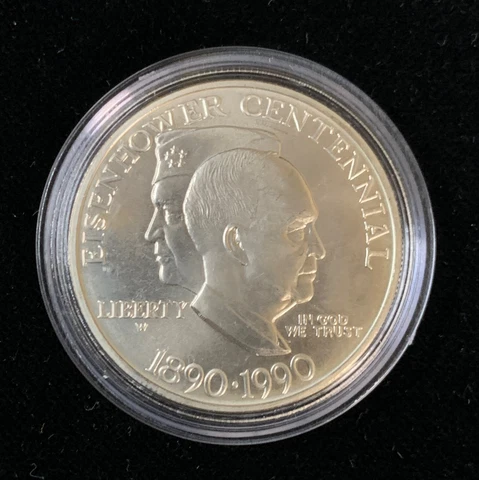 1990-W Eisenhower Centennial Commemorative Silver Dollar Coin $1 (717-2) Cover