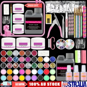 Full Nail Acrylic Art Starter Kit Powder Liquid Glitter Manicure Free Gift Set - Picture 1 of 12
