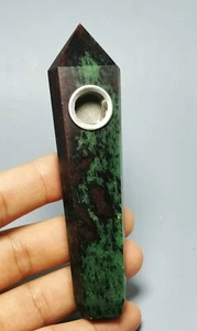 Natural Red And Green  Quartz Crystal Wand Pipe - Picture 1 of 12