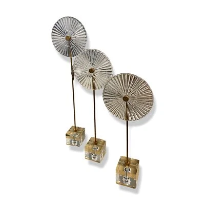 $1223 Colección John-Richard Juego de 3 Discos de Vidrio Sobre Soportes Escultura Foto 1 de 4