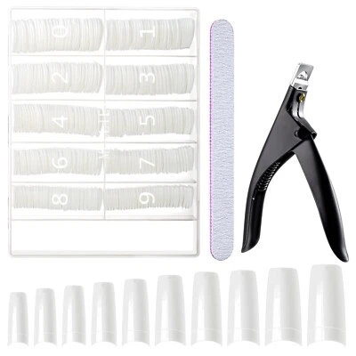 Nagel Tipps, künstliche Nägel, Acryl Fake Nägel, Nagelknipser, Feile, 500 Stück - Bild 1 von 4