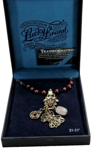 Lucky Brand Rose Quartz Butterfly Pendant Necklace Goldtone New in Box! - Picture 1 of 3