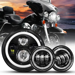Combo 7" LED Headlight DRL Turn Signal+2x 4.5" Fog Light For Dyna Switchback FLD - Picture 1 of 19