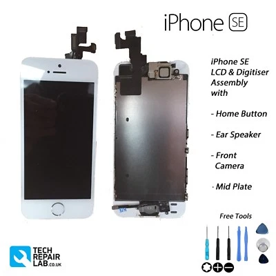 iPhone 5S SE Retina LCD & Digitiser Touch Screen Fully Assembled w/Parts WHITE - Image 1 of 4