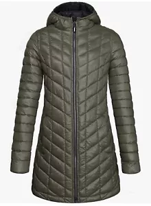 Women's Hooded Lightweight Thermolite Long Puffer Coat Size M NEW WITH TAGS - Picture 1 of 5