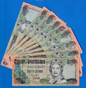 Bahamas 1/2 0.50 Dollar 2001 P-68 QE II Circulated Note - Bild 1 von 4