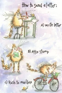 Funny Friendship Tabby Cat Kitten Write Stay In Touch Leanin' Tree Greeting Card - Picture 1 of 3