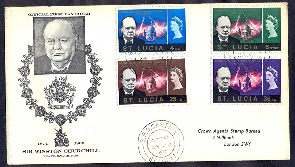 11109 Great Britain(St.Lucia),1966,Special FDC with st. set Nr:199-202 to London - Image 1 of 1