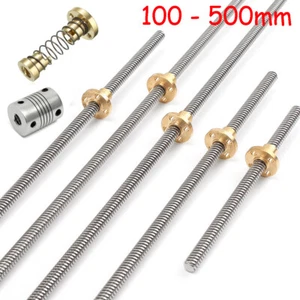 8mm Leitspindel T8 * 8 Edelstahlschraube 2mm Steigung 8mm Flansch Messingmutter - Afbeelding 1 van 7