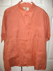 Camisa de manga corta de lino MOJITO naranja óxido Lt para hombre nueva sin etiquetas 2X - Imagen 1 de 1