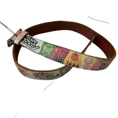Fossil Vintage Leather Belt Y2K Daisy Rockers Hippie Women’s Size M faded cracks - Image 1 of 4