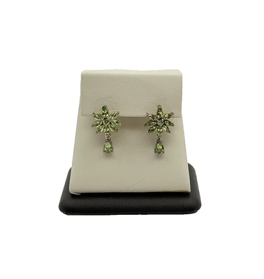 925 Sterling Silver & Peridot Flower Earrings - Image 1 of 4