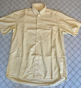 Lacoste Mens Shirt Short Sleeve Yellow Casual Size 39 Fits Medium 90s - Picture 1 of 18