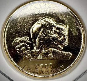 2005-P Kansas, Layered 4x: 24k GOLD, Brilliant Au Luster, Layered On Mint 25C - Picture 1 of 4