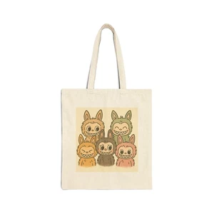 Süße Monster Friends Tragetasche | Kawaii Cartoon Labubu inspiriert - umweltfreundlich - Bild 1 von 5