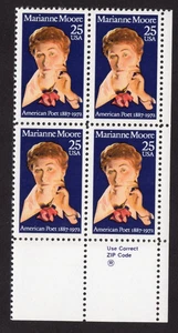 Scott #2449 Marianne Moore Zip Block of 4 Stamps - MNH - Picture 1 of 1